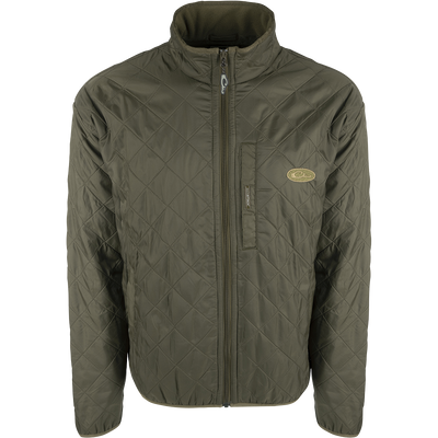 A Delta Fleece-Lined Quilted Jacket with quilted design and micro-fleece lining. Features Magnattach™ pocket and slash pockets with fleece lining. Perfect for casual or field wear.