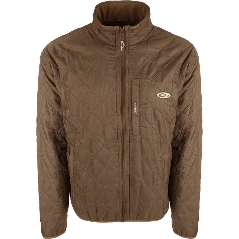 A Delta Fleece-Lined Quilted Jacket with quilted insulation and micro-fleece lining. Features Magnattach™ pocket and slash pockets.