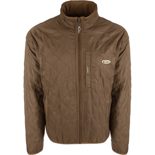 A Delta Fleece-Lined Quilted Jacket with quilted insulation and micro-fleece lining. Features Magnattach™ pocket and slash pockets.