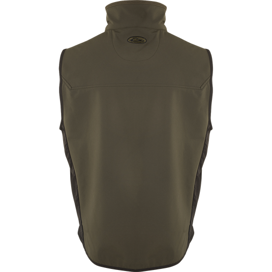 Back of EST Windproof Tech Vest, a high-quality hunting gear product from Drake Waterfowl. The vest features a windproof barrier, lightweight design, and multiple pockets. Perfect for both field use and everyday wear.