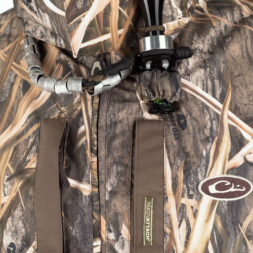 A close-up of the EST Heat-Escape Full Zip 2.0 jacket, featuring Heat-Escape vents under the arms for preventing overheating.