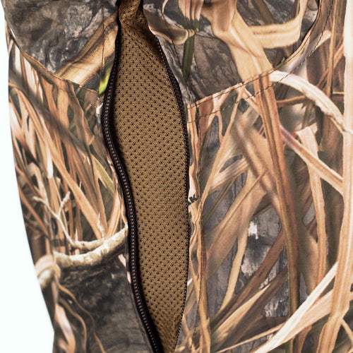 EST Heat-Escape Full Zip 2.0: A camouflage shirt with a zipper, made of waterproof/breathable fabric. Features Heat-Escape vents and multiple pockets.