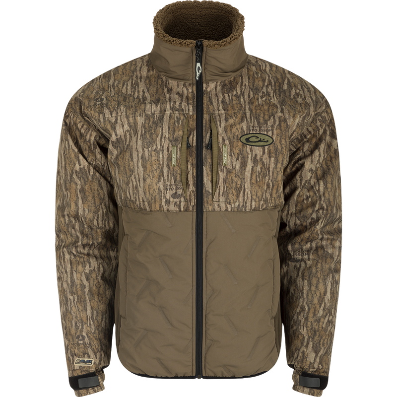 LST Guardian Flex Double Down Eqwader Full Zip jacket with windproof and waterproof upper body, synthetic double down insulation, and abrasion-resistant matte finish. Stay warm and dry in any conditions.